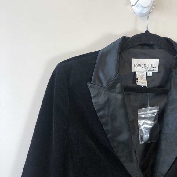 Vintage Tower Hill Collection Black Velvet Tuxedo Blazer Jacket Size XS/S NWOT’s - Picture 6 of 11
